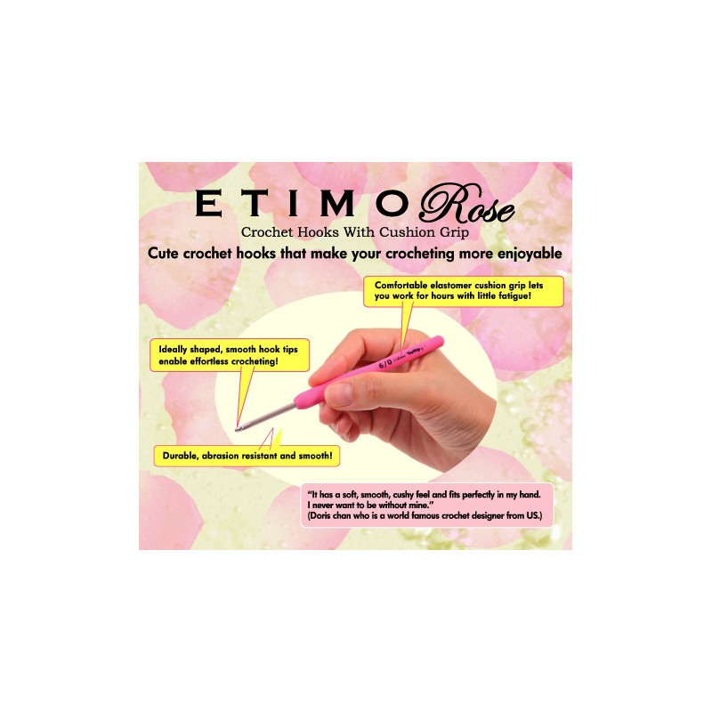 Tulip Etimo Rose Steel Crochet Hook w/Cushion Grip : Size 0 (1.75mm) 