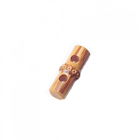 Hamanaka bamboo-type button, 1x3.3 cm, natural