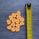 Set of wooden buttons, hearts, orange