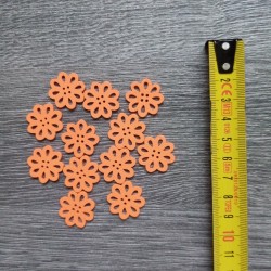 Set of wooden buttons, daisies, orange