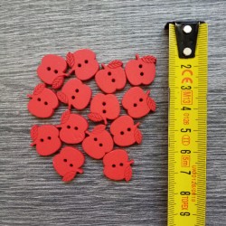 Set of wooden buttons, apple, red