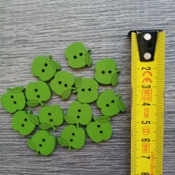 Set of wooden buttons, apple, green