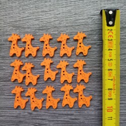 Set of wooden buttons, giraffes, orange