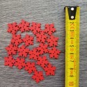 Set of wooden buttons, snowflake, red