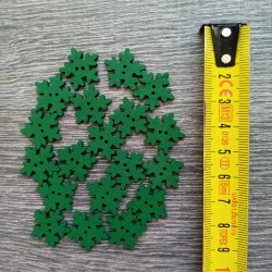 Set of wooden buttons, snowflake, dark-green