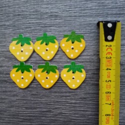 Set of wooden buttons, strawberry, yellow