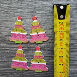 Set of wooden buttons, Сhristmas trees 2