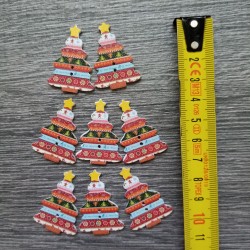 Set of wooden buttons, Сhristmas trees 5