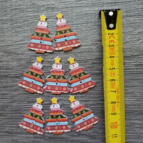 Set of wooden buttons, Сhristmas trees 5