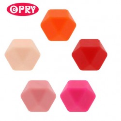 Набор шестиугольных силиконовых бусин Opry 17 мм, 5шт., №2