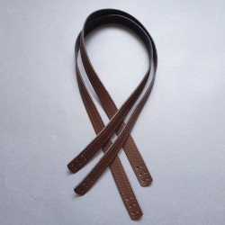 Sewn leather bag handle 2 cm, 70 cm, chocolate