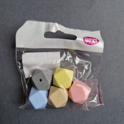 Opry Silicone beads hexagon 17mm, 5pcs, AST1