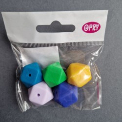 Opry Silicone beads hexagon 17mm, 5pcs, AST4