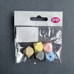 Opry Silicone beads hexagon 14mm, 5pcs, AST1
