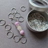 Set of stitch markers (30 silver + 1 main lavender)