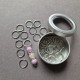 Set of stitch markers (30 silver + 1 main lavender)