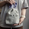 Handmade cotton boucle fabric Cat Bag S Gray