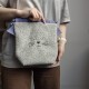 Handmade cotton boucle fabric Cat Bag M Lavender