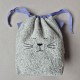 Handmade cotton boucle fabric Cat Bag M Lavender