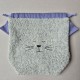 Boucle fabric Bag Fluffy Cat Violet