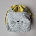 Handmade cotton boucle fabric Cat Bag M Mustard