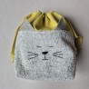 Handmade cotton boucle fabric Cat Bag M Mustard