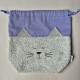Handmade cotton boucle fabric Cat Bag M Violet