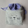 Handmade cotton boucle fabric Cat Bag M Violet