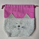 Handmade fabric Cat Bag M + Cat Case Raspberry