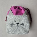 Fabric Purr-Bag Eared Cat Fuchsia