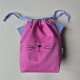 Handmade cotton fabric Cat Bag M Fuchsia