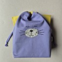 Fabric Bag Whiskers Cat Violet