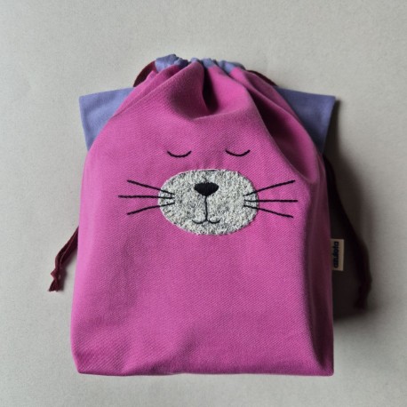 Fabric Bag Whiskers Cat Fuchsia