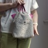 Boucle fabric Bag Fluffy Cat Fuchsia