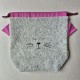 Boucle fabric Bag Fluffy Cat Fuchsia