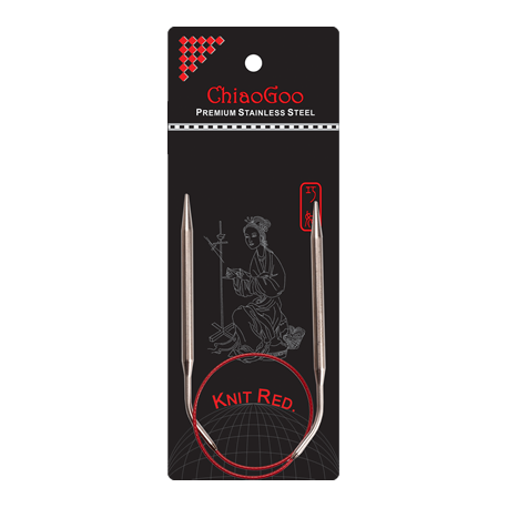 ChiaoGoo SS Knit RED Circulars - 16" (40 cm)